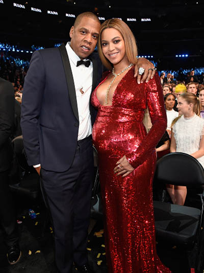 LOS ANGELES, CA - FEBRUARY 12: Jay Z and Beyonce during The 59th GRAMMY Awards at STAPLES Center on February 12, 2017 in Los Angeles, California. (Photo by Kevin Mazur/Getty Images for NARAS)