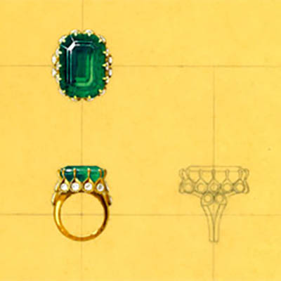Rendering of the Duchess of Windsor's engagement ring redesigned by Cartier for the couple's 20th anniversary Photo courtesy