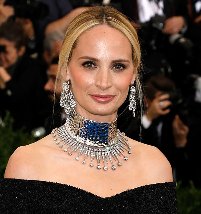 Lauren Santo Domingo wearing a Proenza Schouler choker and vintage necklace from Nina Runsdorf with girandole earrings at the MET Gala on May 1, 2017 in New York City. Photo by Taylor Hill/FilmMagic