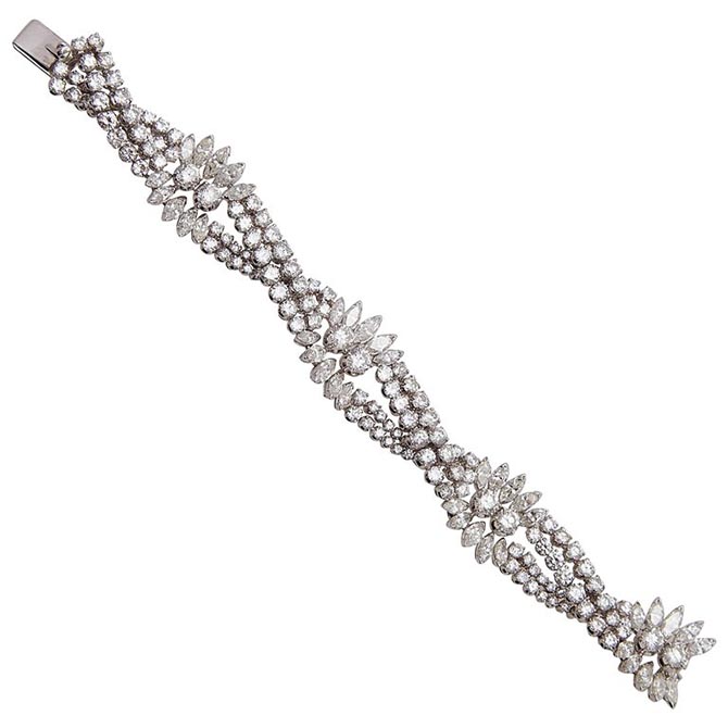 Eleuteri vintage 25-carat diamond and platinum bracelet, circa 1980; $86,000.