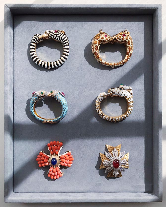 David Webb bracelets and brooches Photo @davidwebbjewels/Instagram