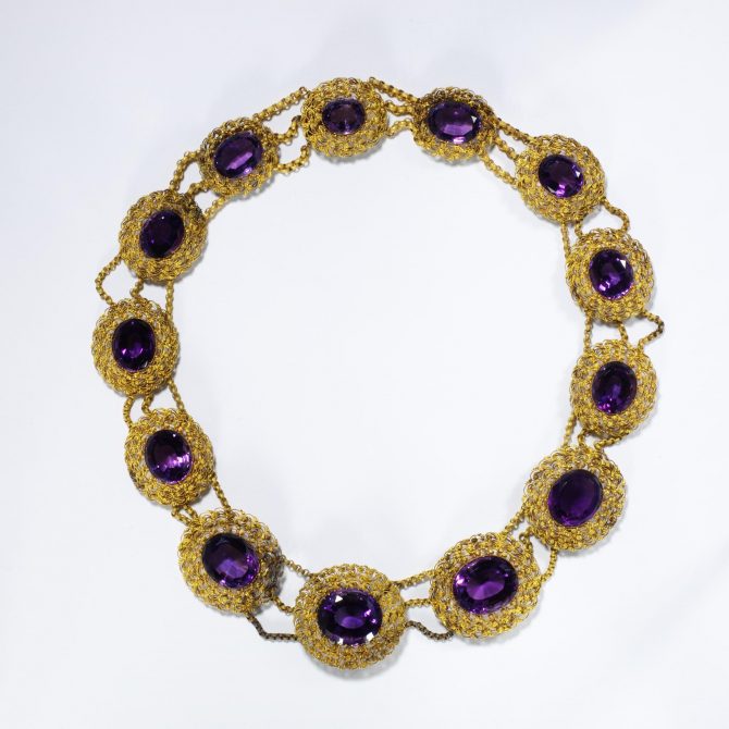 Amethyst and gold necklace made around 1820 Photo © Victoria and Albert Museum, London