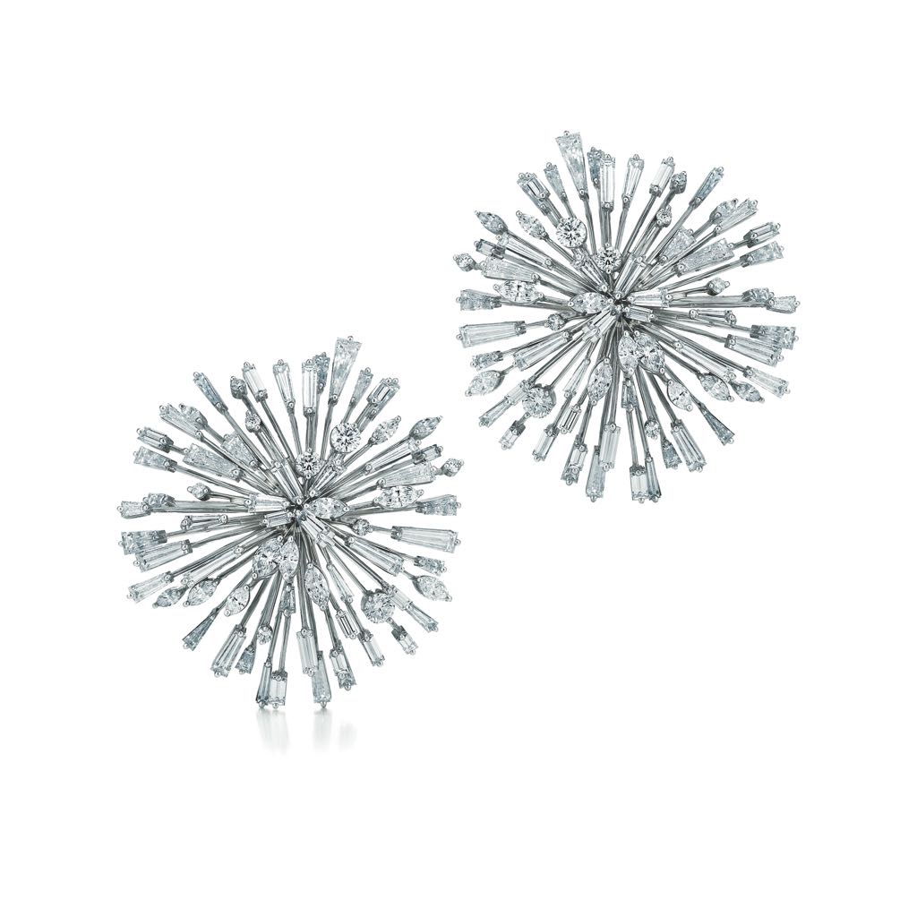 The Sputnik style of these exceptional diamond earrings by Kwiat demonstrate how very sculptural platinum jewelry can be. Photo courtesy