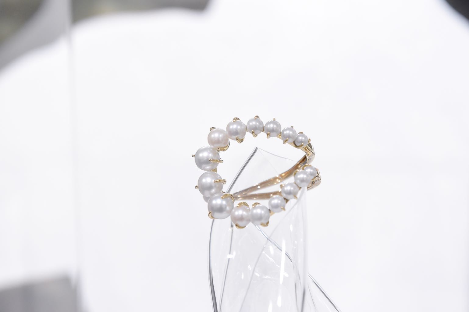 A Pearl and Diamond 'Mirian' Bracelet on display at Jewels Now : Ana Khouri Launch at Phillips New York Photo BFA