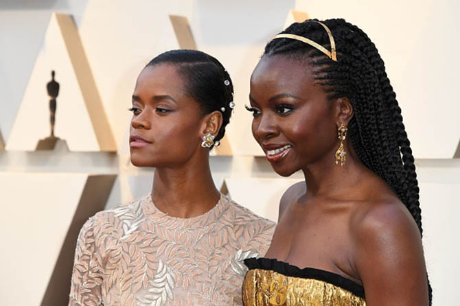 Black Panther stars, Letitia Wright and Danai Gurira wore Cartier and Fred Leighton jewels respectively. 