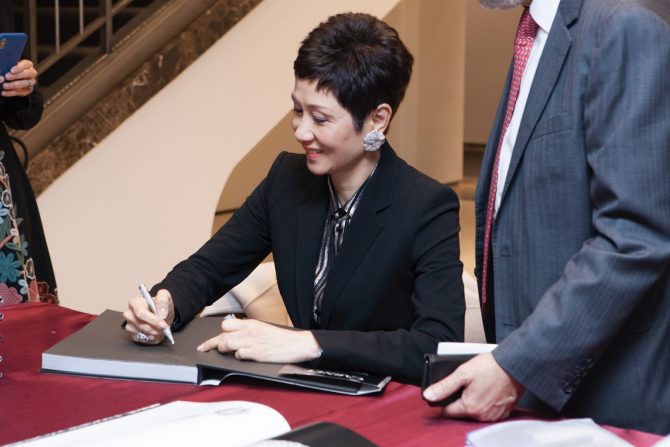 Michelle Ong signing her book at the Christie's reception on April 11, 2019. Photo courtesy