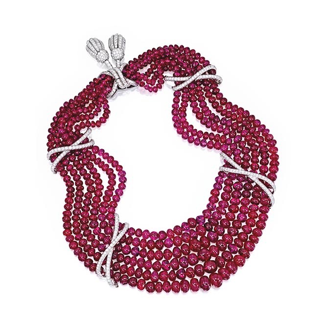 Jayne Wrightsman's ruby and diamond necklace by Verdura. Photo Sotheby's