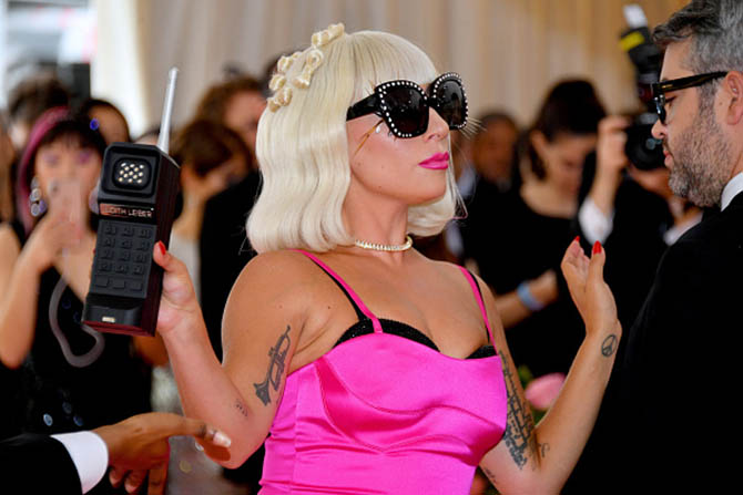 Lady Gaga in a Tiffany necklace at the MET Gala.
