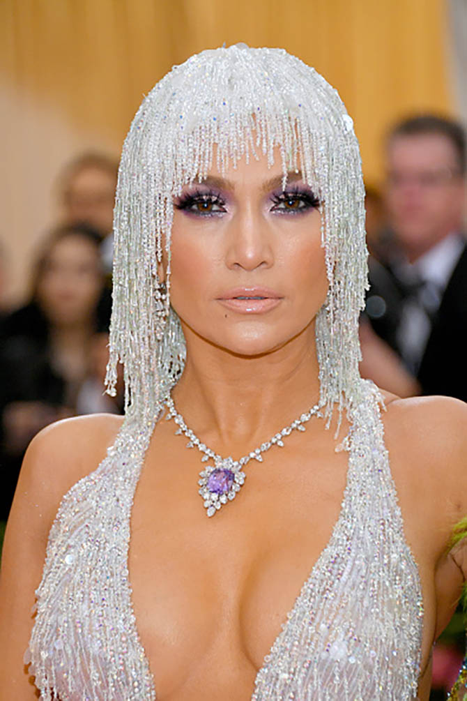 Jennifer Lopez in a Harry Winston necklace at The 2019 Met Gala 