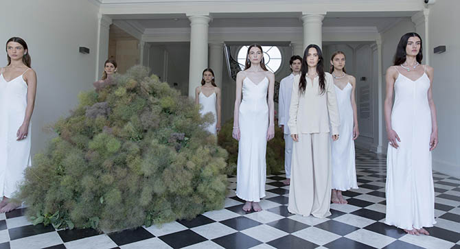Ana Khouri and the models wearing the Harmony collection at the designer presentation in Paris.