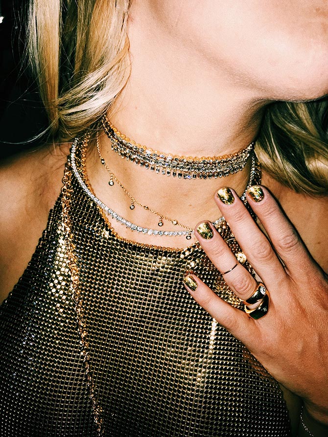 Detail of Ashley Davis's wedding jewels