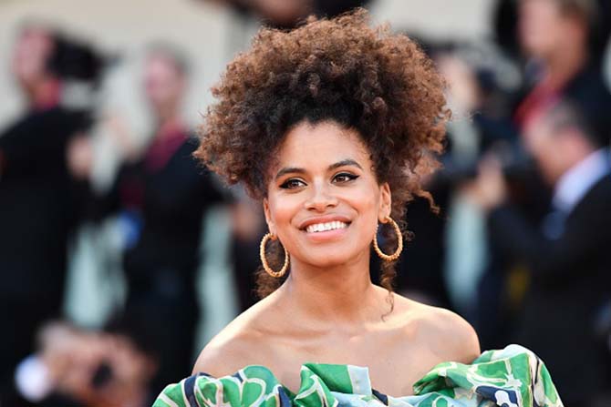 Zazie Beetz wearing large hoops at the 'Joker' screening during the Venice Film Festival. Photo Getty