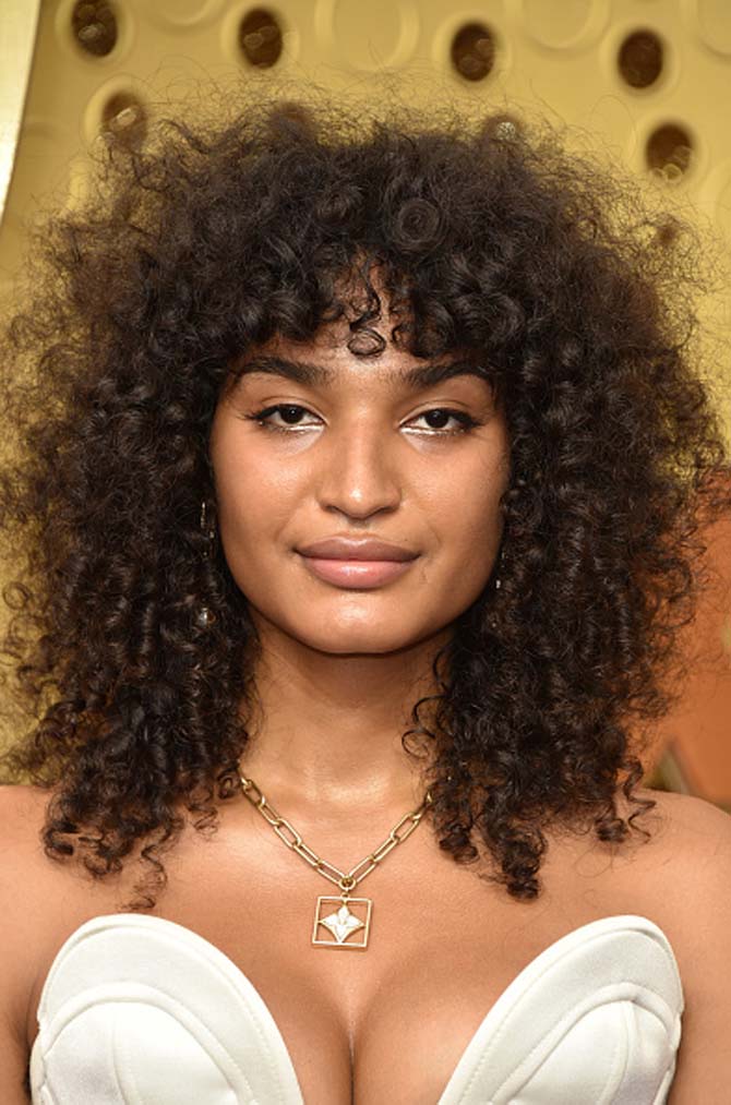 Indya Moore wore a necklace by Louis Vuitton at the Emmys