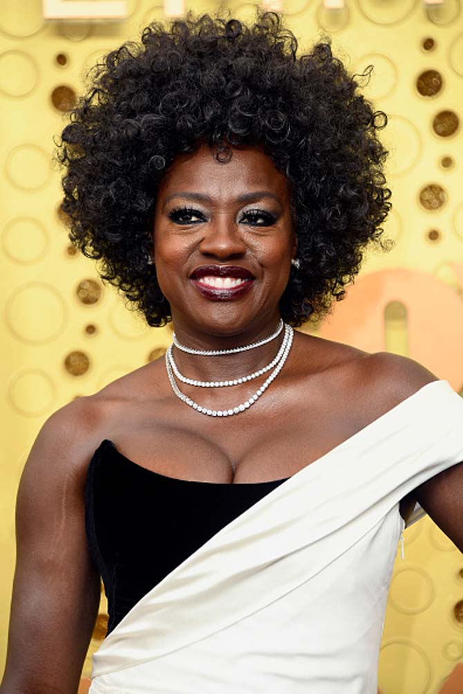 Viola Davis in Forevermark diamond necklaces at the Emmys