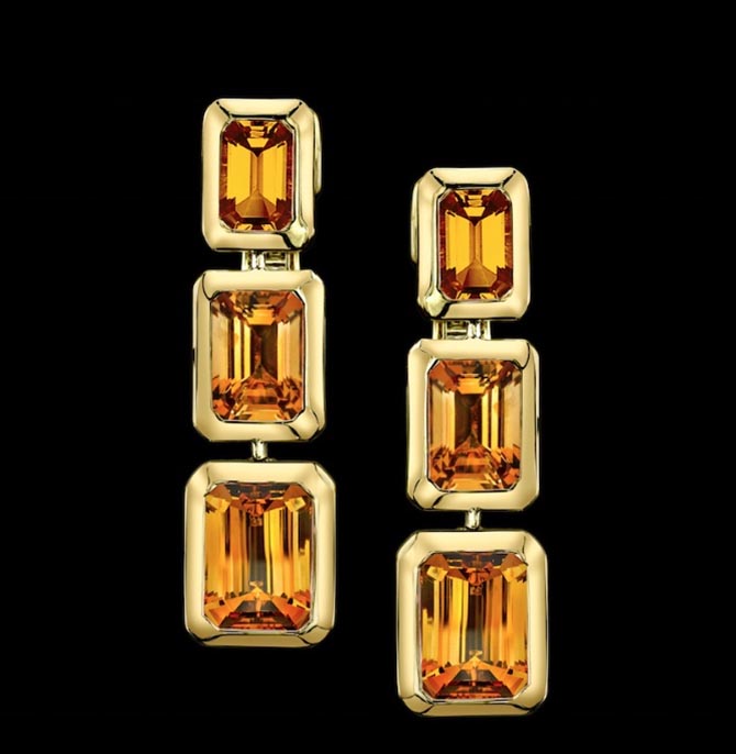 Natural Citrine Tablet Earrings designed by Zahara Jolie-Pitt and Robert Procop for the Zahara Collection. Photo courtesy